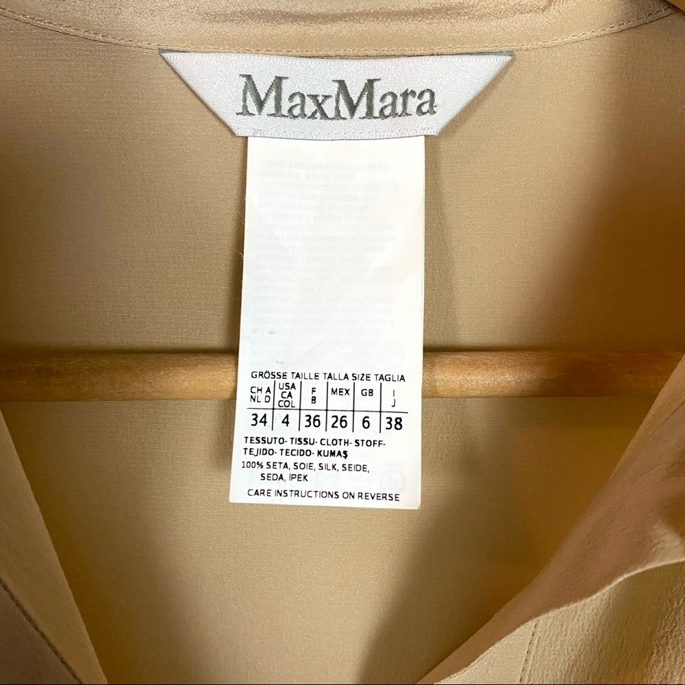 MAX MARA Beige silk long sleeve button down shirt - Picture 3 of 7